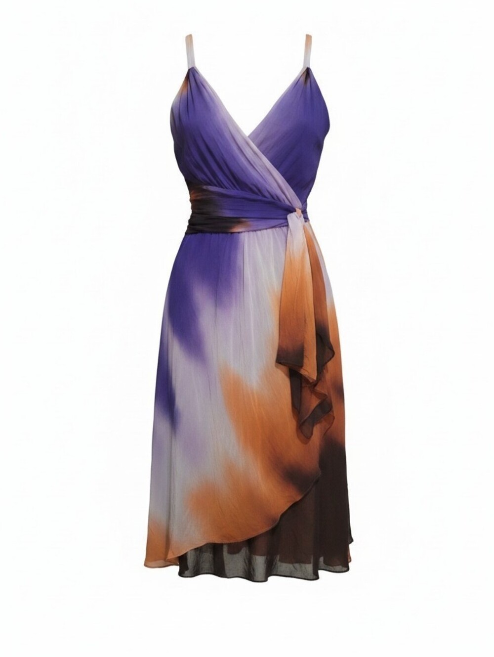 Vintage Silk Guess by Marciano Purple and Orange Assymetrical Dress